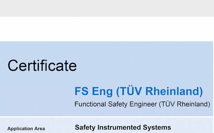 POWARE Industrial Automation engineers behalen Functional Safety Engineer Certificaat van TÜV Rheinland ( Safety Instrumented Systems ).